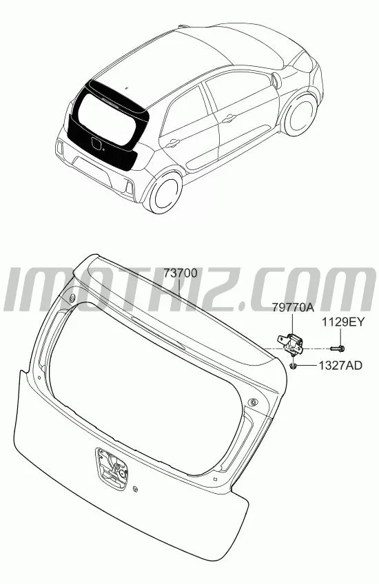 Compuerta Trasero Picanto Ion Face Car Ii Con Hueco Cilindro Para