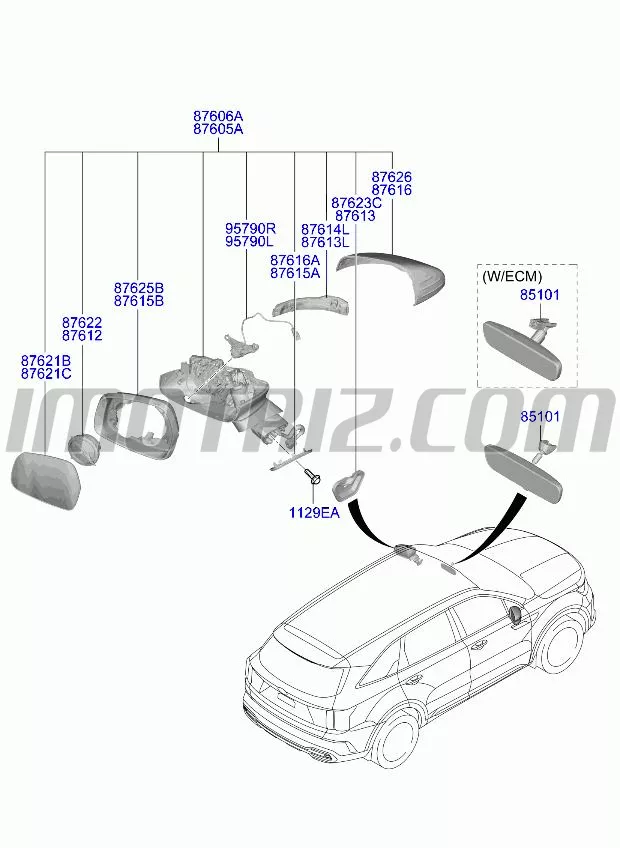 Luna Espejo Derecha Kia Sorento Mq4