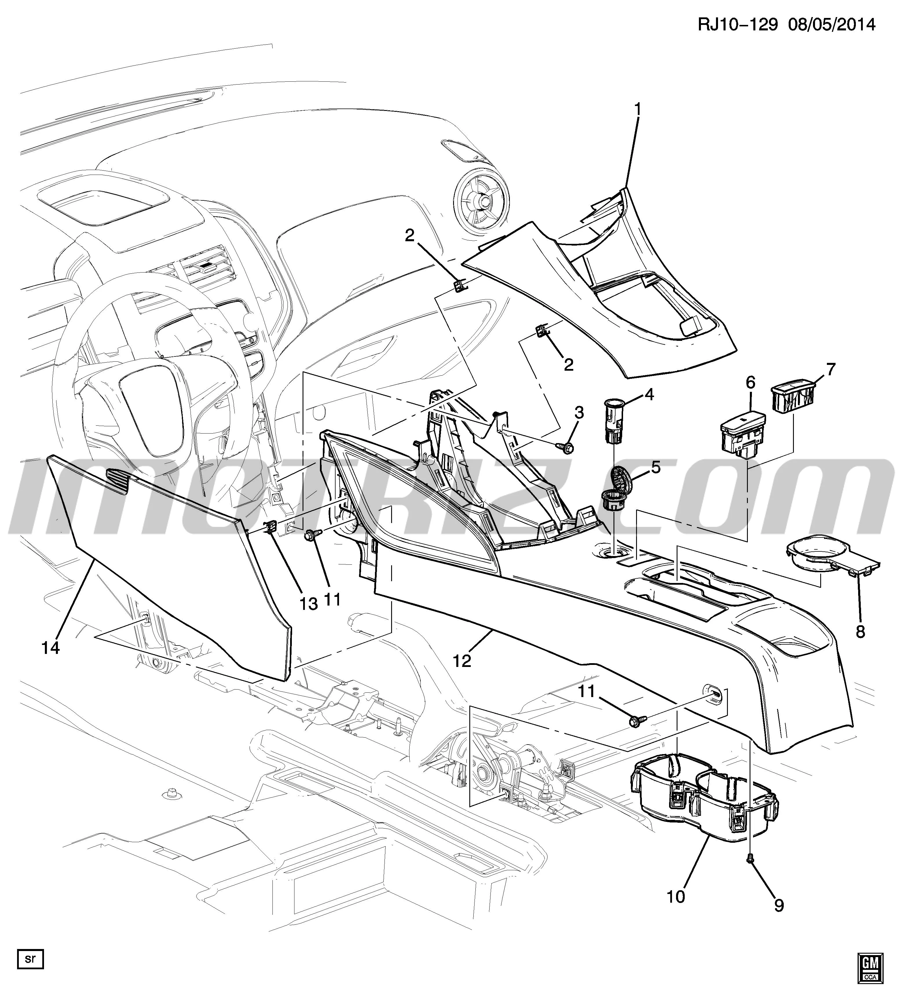 Cobertor Plastico De Consola Central Chevrolet Sonic