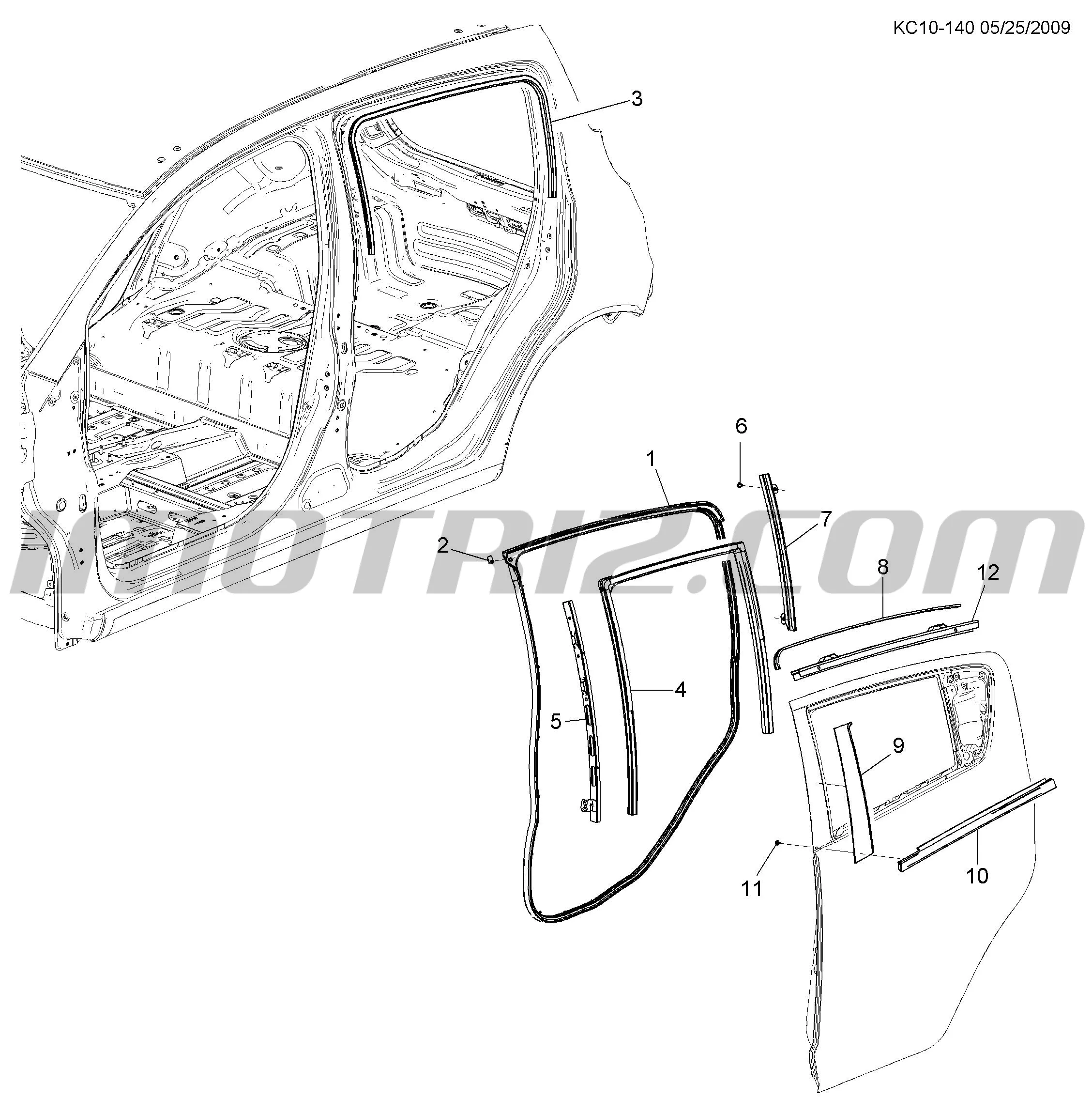 Cinta Negra De Puerta Trasera Chevrolet Spark M300