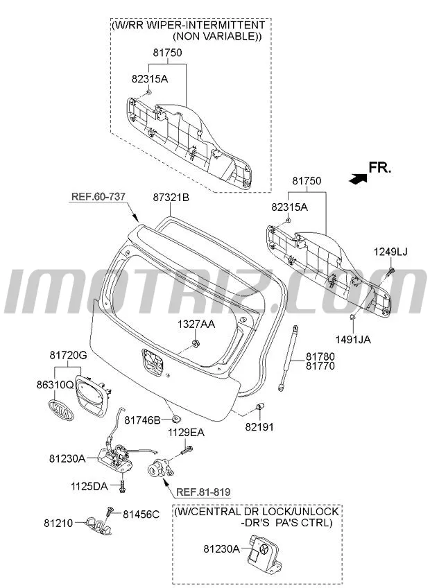 Guarnecido Compuerta Kia Picanto Ion