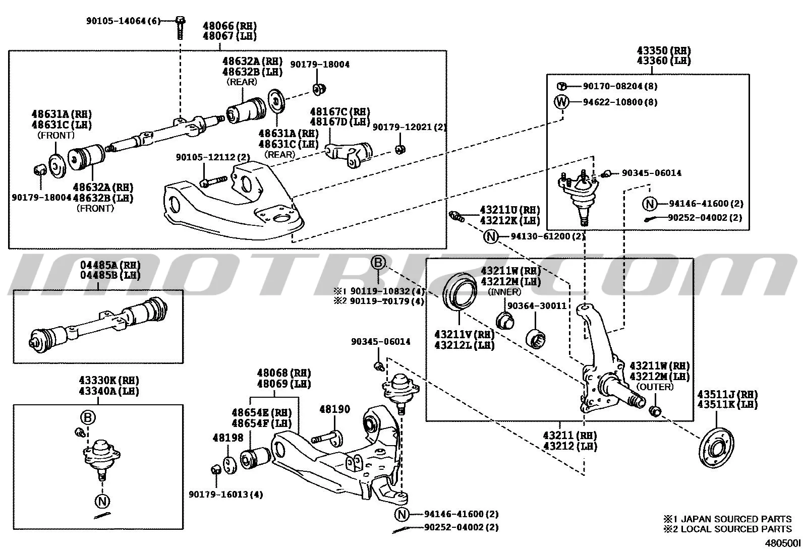 Buje Tijera Toyota Hilux Superior Izq/Der Corto 4X4 / New Hilux 4X4 Posicion  Delantera